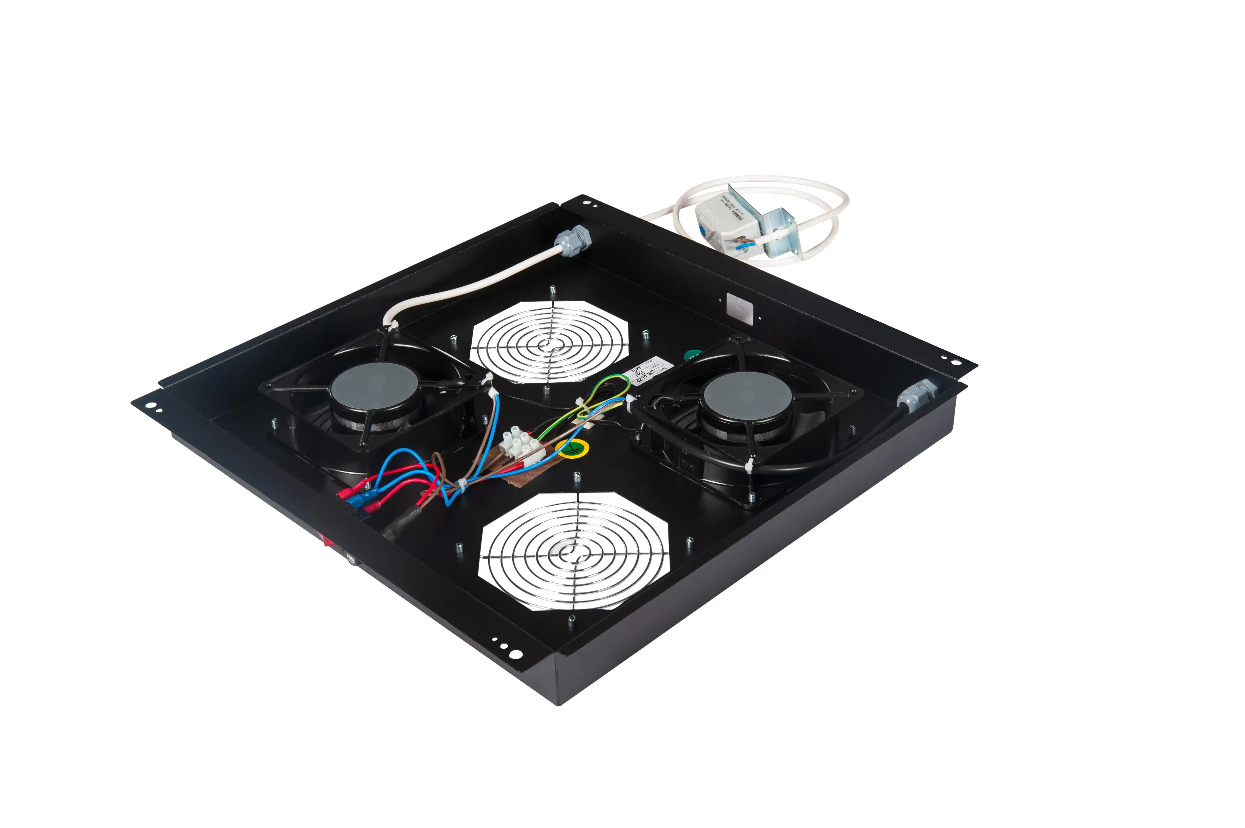 Lande Dual Fan Module | Ball Bearing Fan, Thermostat Controlled | Compatible with Rack Cabinet | Black (RAL 9005)