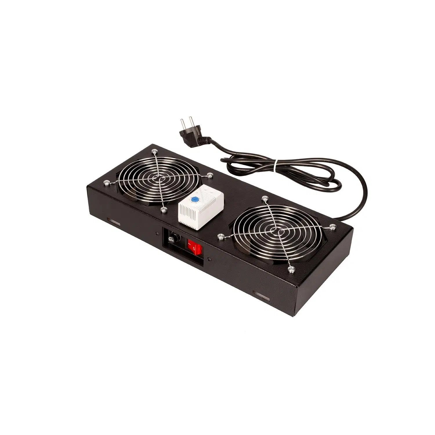 Lande Dual Fan Module | Ball Bearing Fan, Thermostat Controlled and Switchable | Compatible with Wall Type Cabinets | Black (RAL 9005)