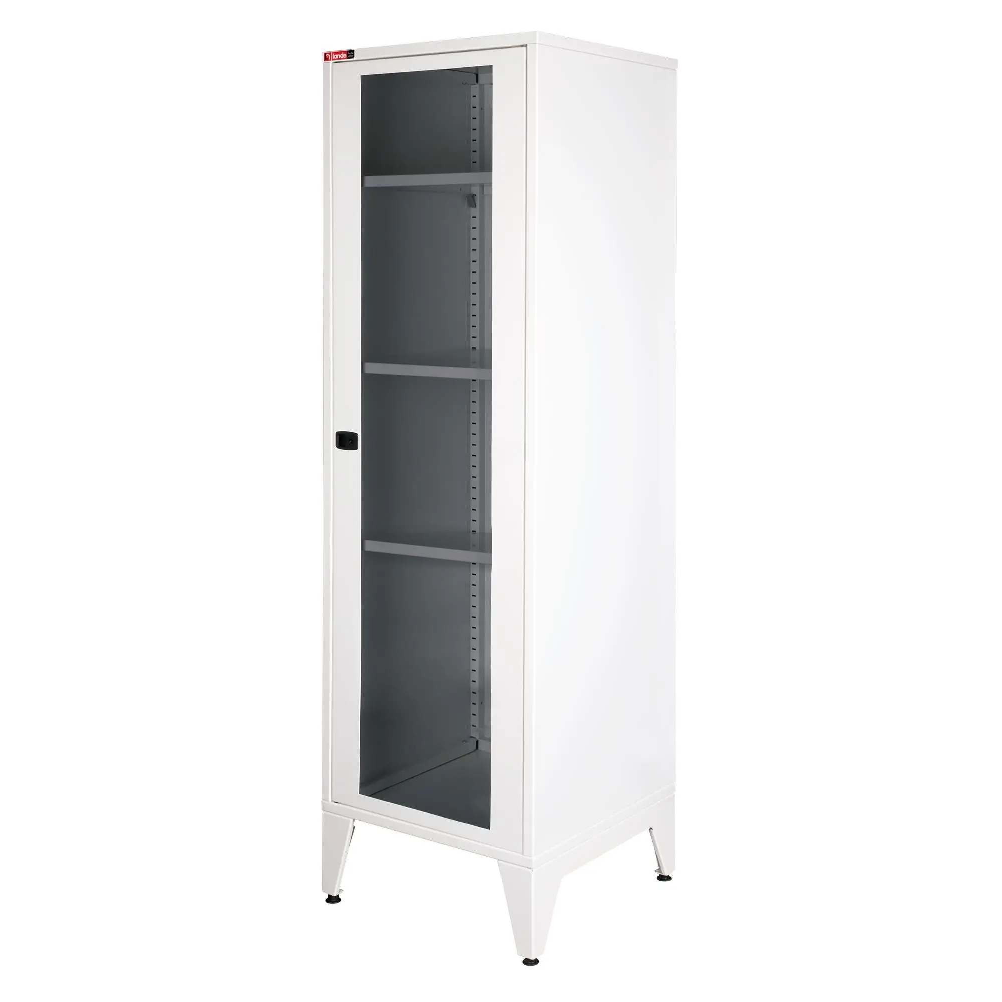LANDE - Ziglat 1550 - Metal Dolap - Cam Kapılı - Mat Beyaz.